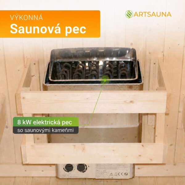 Štvorcová sudová sauna 220 x 185 x 194 cm