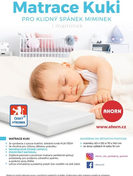 Ahorn KUKI 8 cm - matrac pre bábätká z vysoko kvalitnej stredne tvrdej peny