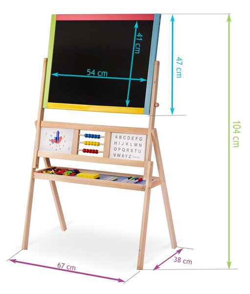 Ricokids veľká magnetická tabuľa s hodinami - viacfarebná