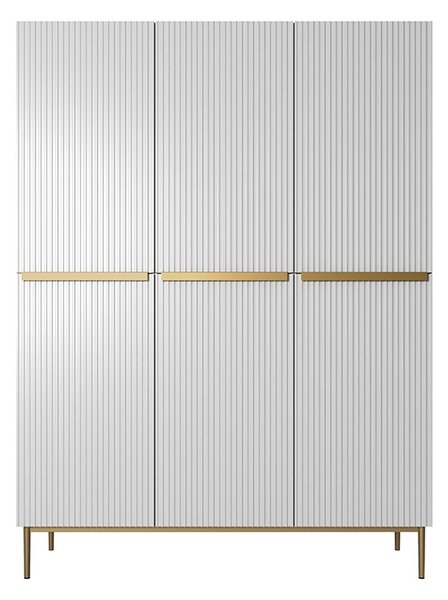 Skriňa Nicole s ukrytými zásuvkami 150 cm - biely mat / zlaté nožičky