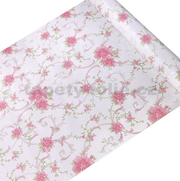 Samolepiace tapety 45 cm x 10 m IMPOL TRADE 9111 ružové kvetinky Samolepiace tapety