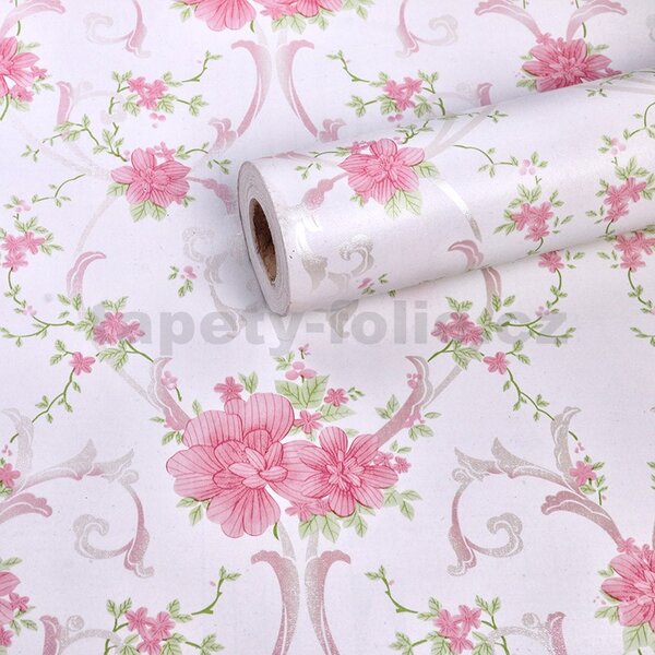 Samolepiace tapety 45 cm x 10 m IMPOL TRADE 9111 ružové kvetinky Samolepiace tapety