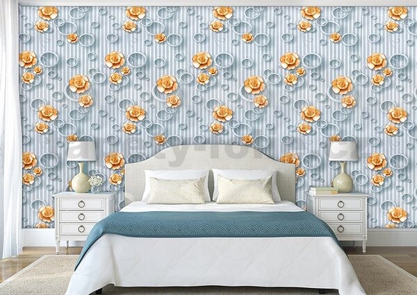 Samolepiace tapety 45 cm x 10 m IMPOL TRADE 9153 3D ruže s kruhmi Samolepiace tapety