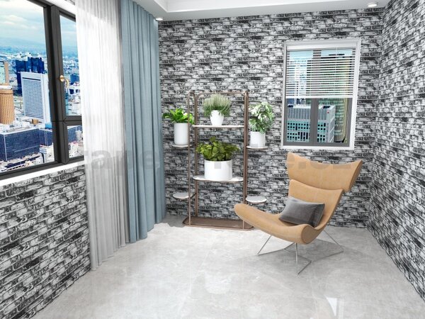 Samolepiace tapety 45 cm x 10 m IMPOL TRADE 9285 tehla sivo-biela Samolepiace tapety