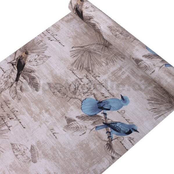 Samolepiace tapety 45 cm x 10 m IMPOL TRADE 9070 hnedá omietkovina s vtákmi Samolepiace tapety