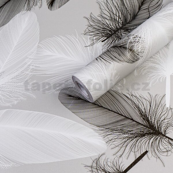 Samolepiace tapety 45 cm x 10 m IMPOL TRADE Q1101 pierka na sivom podklade Samolepiace tapety