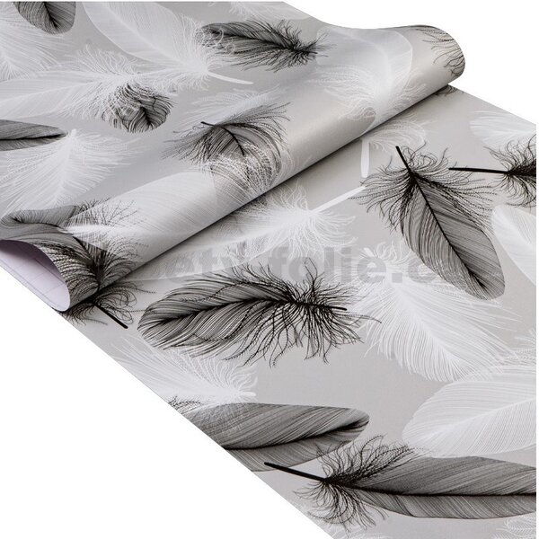 Samolepiace tapety 45 cm x 10 m IMPOL TRADE Q1101 pierka na sivom podklade Samolepiace tapety