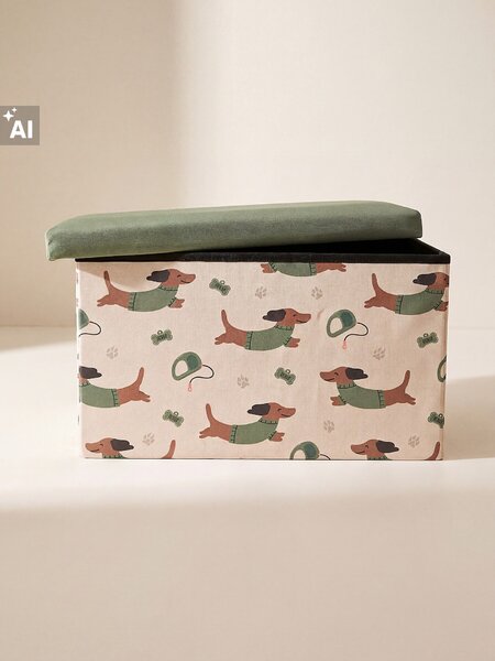 Sinsay - Puf s úložným priestorom s motívom jazvečíka - tmavozelená