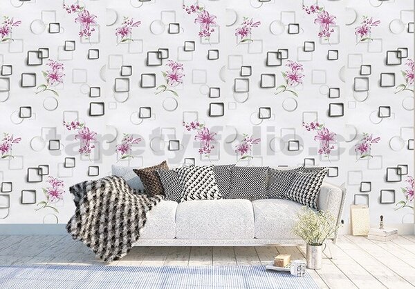 Samolepiace tapety 45 cm x 10 m IMPOL TRADE 9413 kvety s rámčekmi Samolepiace tapety