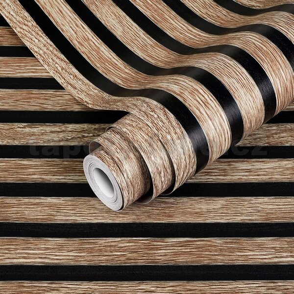 Samolepiace tapety 45 cm x 10 m IMPOL TRADE 9603 3D lamely dub na tmavom podklade Samolepiace tapety