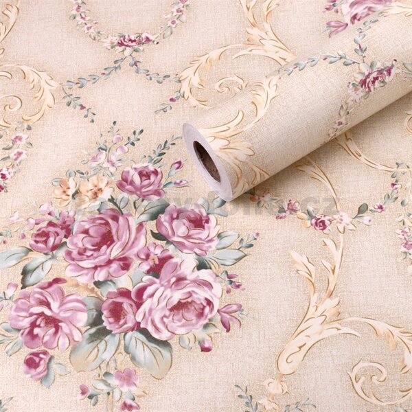 Samolepiace fólie 45 cm x 10 m IMPOL TRADE ružičky s ornamentami Samolepiace tapety