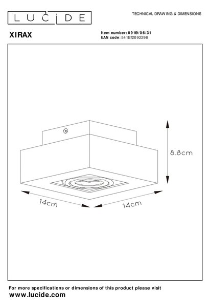 Lucide 09119/06/31 stropné bodové svietidlo Xirax 1x5W | GU10 | 2200-3000K - Dim to warm