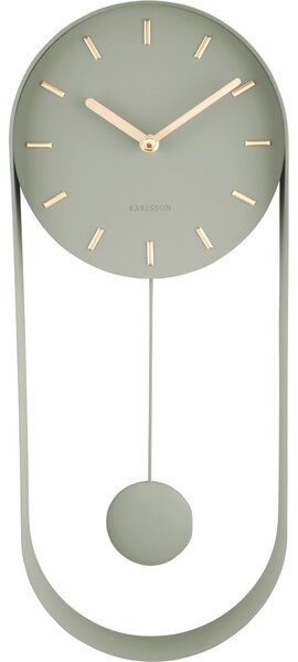 KARLSSON Nástenné hodiny Pendulum Charm Steel – tmavozelená 50 × 20 × 4,8 cm