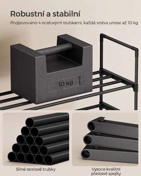 SONGMICS Botník Clarna 68 cm čierny