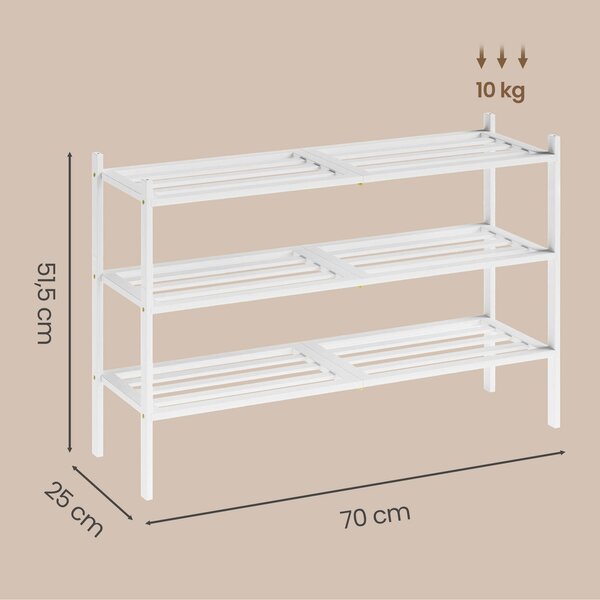 SONGMICS Bambusový botník Gresty 70 cm biely