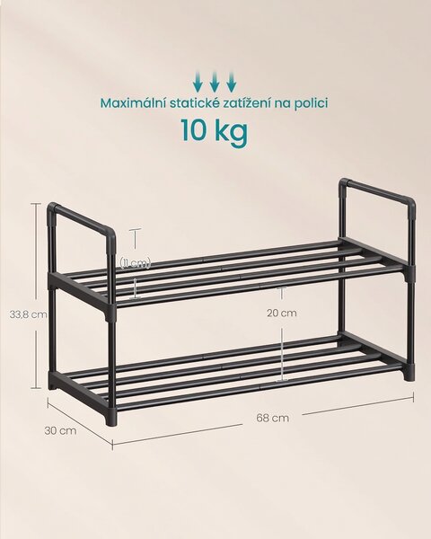 SONGMICS Botník Clarna 68 cm čierny