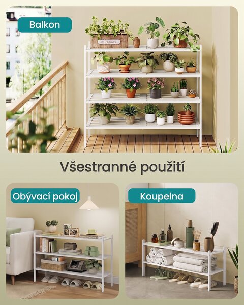 SONGMICS Bambusový botník Gresty 70 cm biely