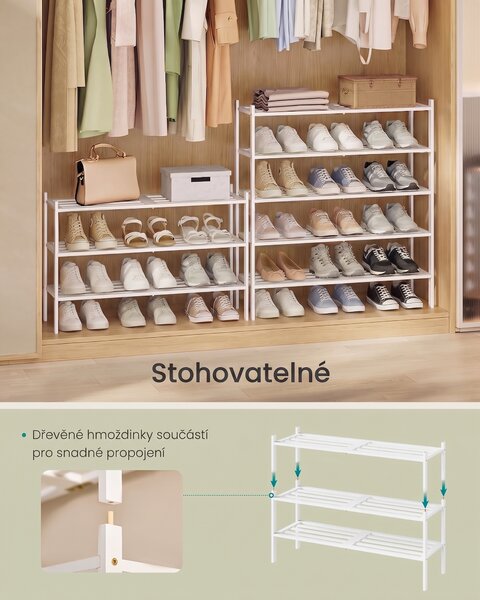 SONGMICS Bambusový botník Gresty 70 cm biely