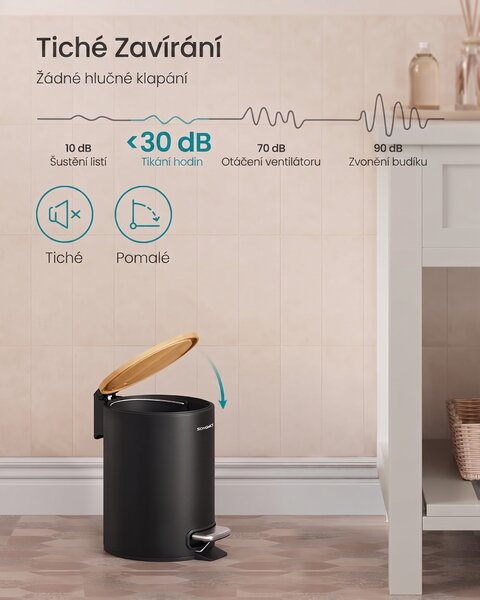 SONGMICS Odpadkový kôš Greml 3 L čierny/hnedý