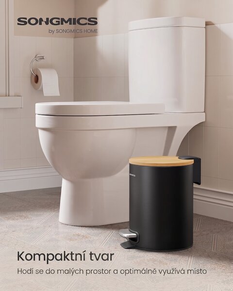 SONGMICS Odpadkový kôš Greml 3 L čierny/hnedý