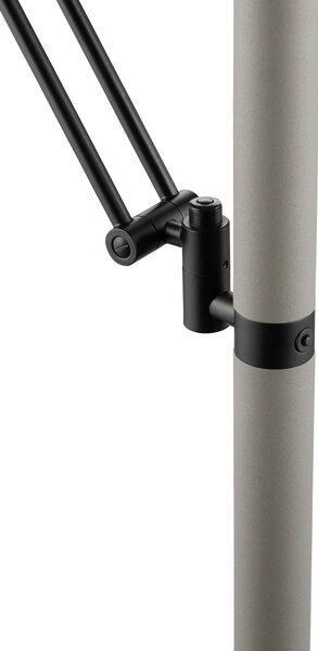 Stojacia lampa Evolo LED s lampičkou na čítanie, sivá, Krémová / jantárovo žltá, Obývacia izba / jedáleň, kov, Moderný, Zemné bodové svetlo