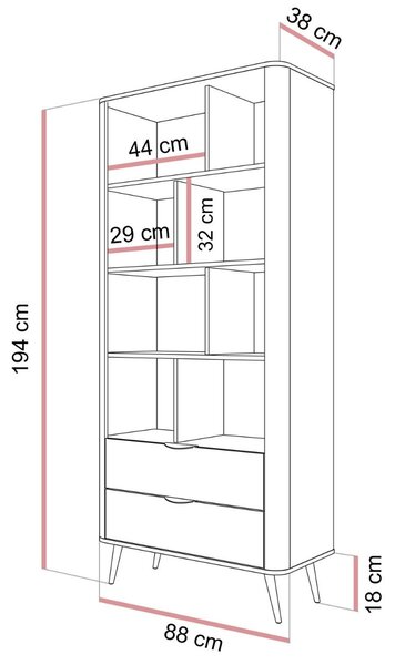 REGÁL / KNIŽNICA VALMONT DUB DUNIN 88 cm
