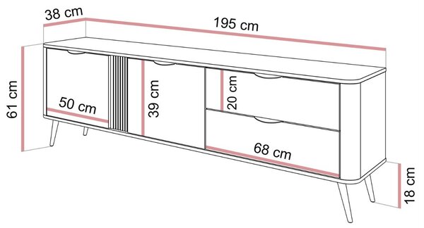 TV STOLÍK VALMONT DUB DUNIN 195 cm