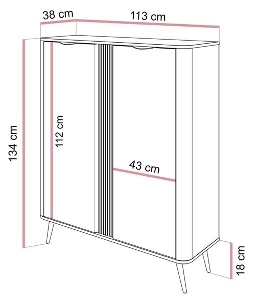 VYSOKÁ KOMODA VALMONT DUB DUNIN 113 cm
