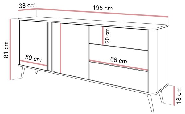 KOMODA VALMONT 2D3S DUB DUNIN 195 cm