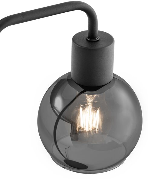 Art Deco stolná lampa čierna s dymovým sklom - Vidro