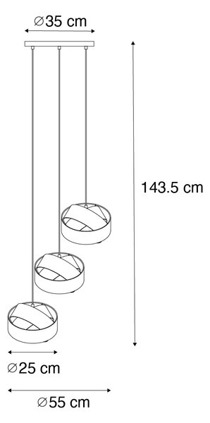 Moderné závesné svietidlo biele 3-svetlo - Cloth