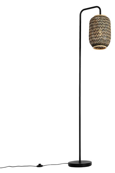 Orientálna stojaca lampa bambusová s čiernou - Yvonne