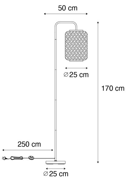 Inteligentná stojaca lampa bambusová vrátane WiFi ST64 - Yvonne