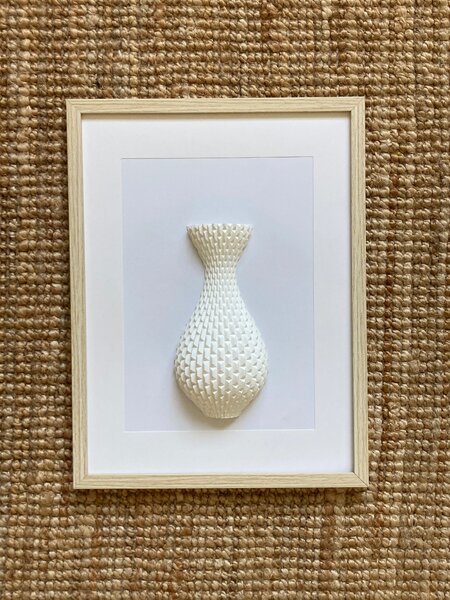 3D obraz Váza s geometrickým vzorom – moderná nástenná dekorácia 20×30 cm
