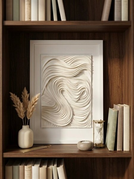 Moderný 3D abstraktný obraz – vlny, dekorácia na stenu 20 × 30 cm