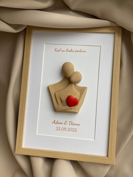 Personalizovaný 3D obraz so srdiečkom | Darček na svadbu, výročie, Valentína | 21×30 cm