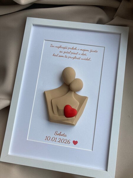 Personalizovaný 3D obraz so srdiečkom | Darček na svadbu, výročie, Valentína | 21×30 cm
