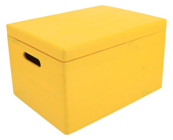 ČistéDřevo Drevený box s viekom 40x30x23 cm - žltý