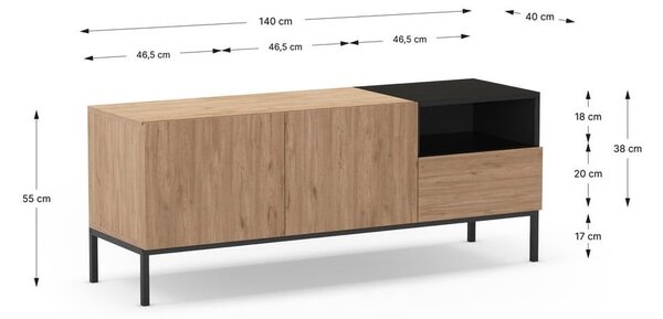 Krémový TV stolík 140x55 cm Cailin – Marckeric
