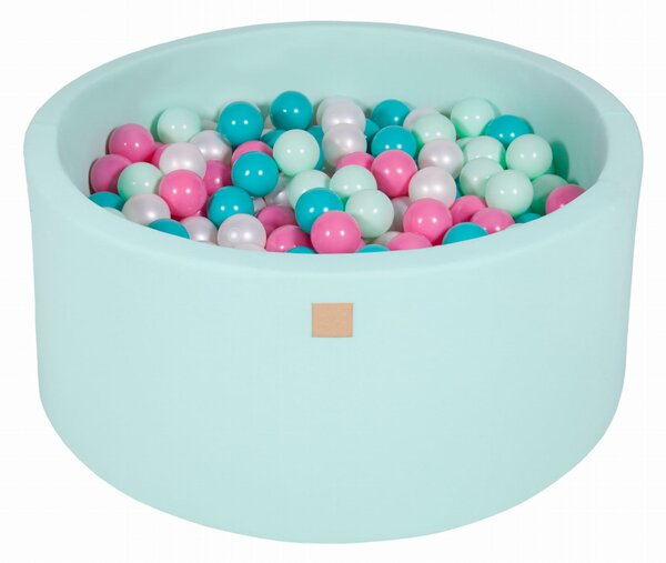 MeowBaby® Suchý bazén 90x40cm s 300 loptičkami, Mätový: biele, tyrkysové, svetlo ružové, mätové