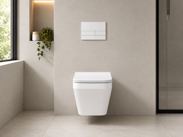 CERANO - závesné WC Dante, Rimless + sedadlo Slim/SoftClose - biela lesklá - 54x36 cm
