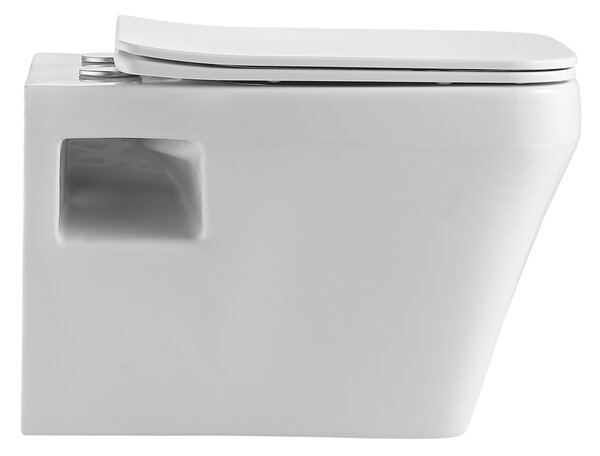 CERANO - závesné WC Dante, Rimless + sedadlo Slim/SoftClose - biela lesklá - 54x36 cm