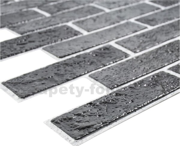 Obkladové panely 3D PVC TP10034762, rozmer 960 x 498 mm, tehla čierna, IMPOL TRADE