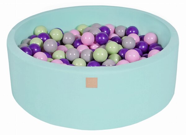 MeowBaby® Suchý bazén 90x30cm s 200 loptičkami, Mätový: pastelovo ružové, šedé, fialové, Jasny Zielony