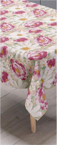 Obrus PVC 100A, metráž, 20 m x 140 cm, margarétky a ruže, IMPOL TRADE