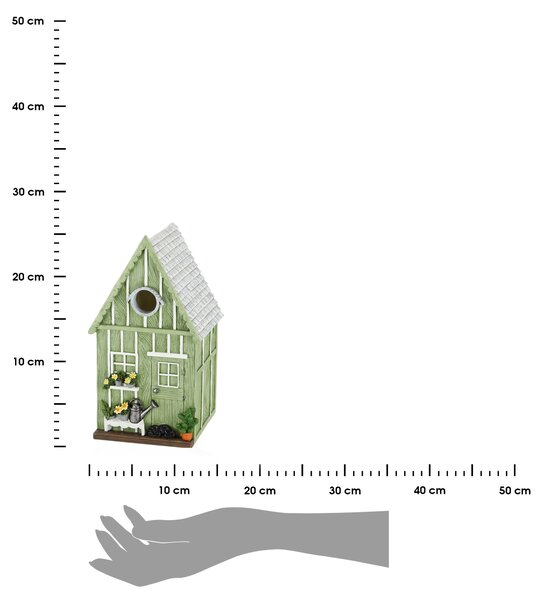 Vtáčia búdka House, 25x14x13,5 cm, polyresin, zelená