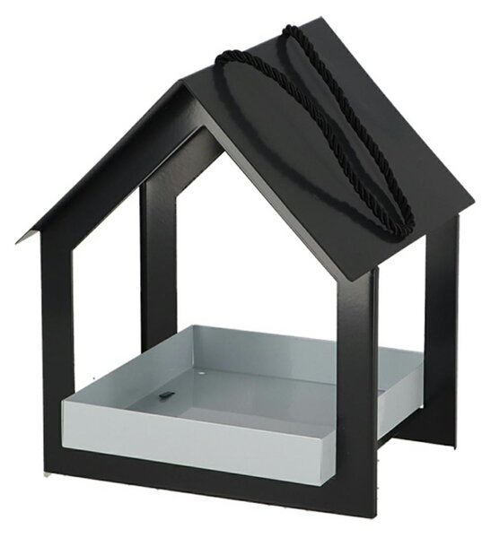 Závesné kŕmidlo pre vtáky Easy, 23x19x19 cm, kov, čierna