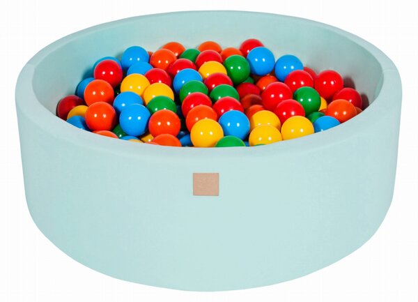 MeowBaby® Suchý bazén 90x30cm s 200 loptičkami, Mätový: žlté, červené, tmavozelené, oranžové, bledomodré