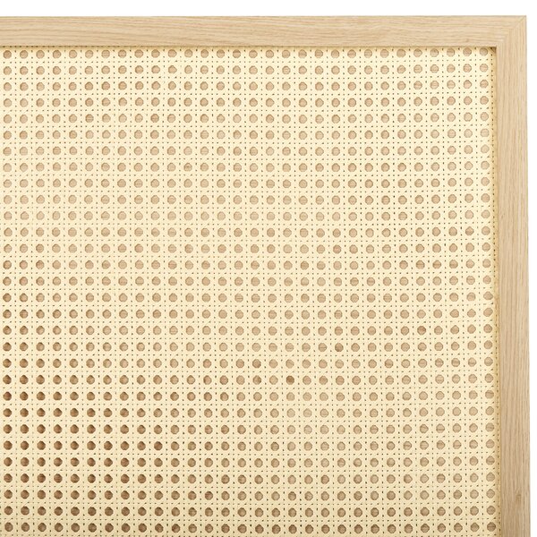 Posteľ svetlé drevo 160 x 200 cm ratan drevotrieska s roštom minimalistický boho štýl spálňa