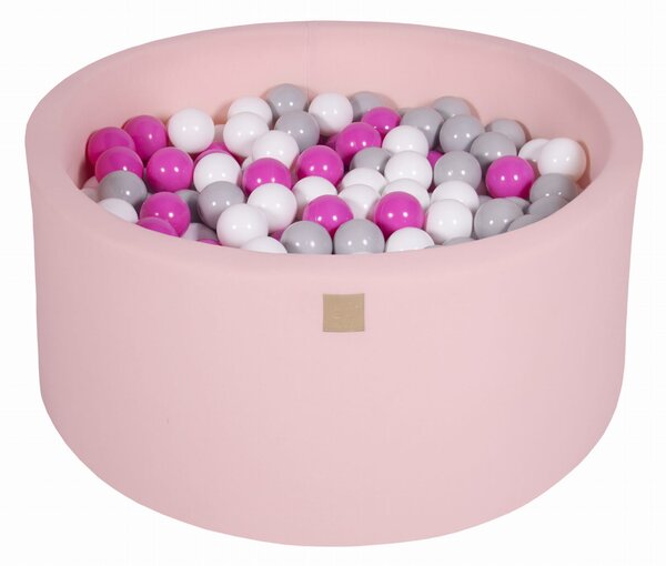 MeowBaby® Suchý bazén 90x40cm s 300 loptičkami, Púdrovo ružový: tmavo ružové, šedé, biele